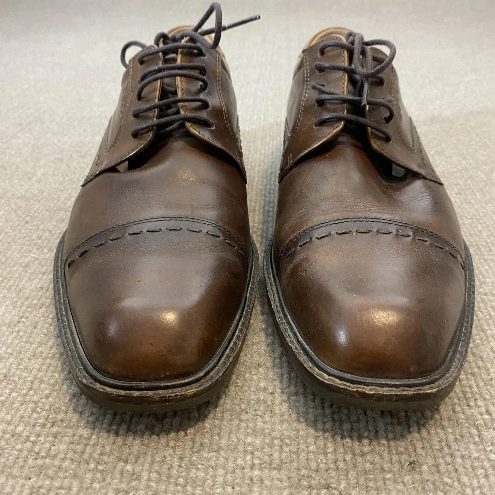 ECCO Shoes Mens Size 9.5 W Brown Leather Cap Toe Derby Square Toe Oxfords BIOM‎